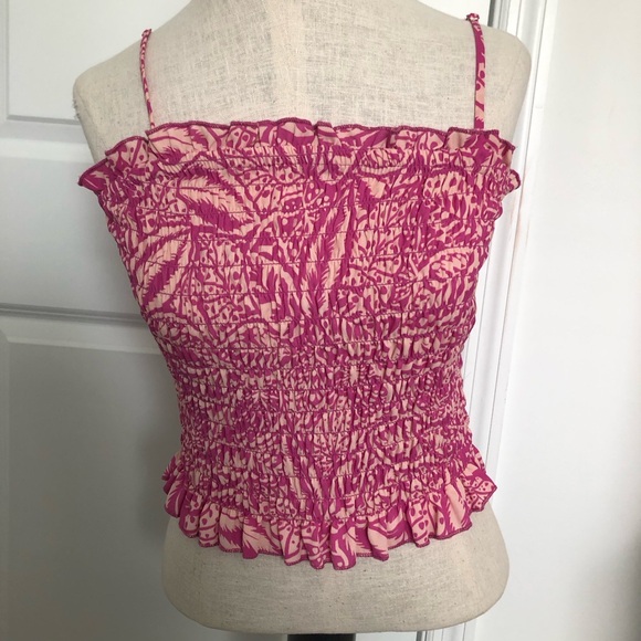 Tops - Senna Sky Pink Printed Smocked Top